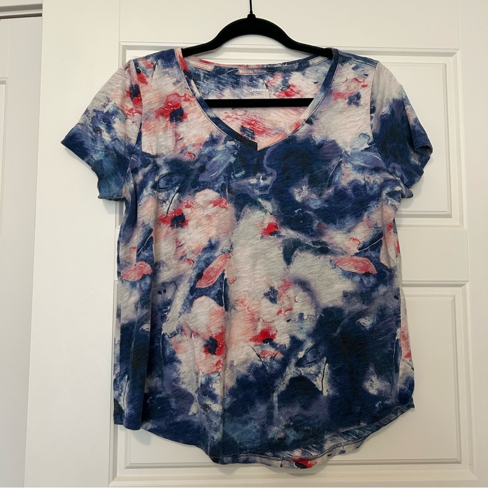 Sonoma Blue and White Relaxed Short Sleeve Tee